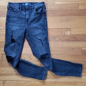 Hollister High-Rise Distressed Black Super Skinny Jeans